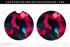 Alcohol Ink Keychain And Car Coaster Sublimation Design Product Image 1