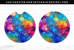 Alcohol Ink Keychain And Car Coaster Sublimation Design Product Image 1