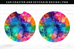 Alcohol Ink Keychain And Car Coaster Sublimation Design Product Image 1