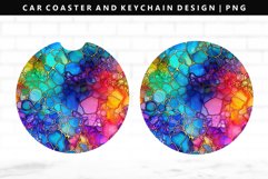 Alcohol Ink Keychain And Car Coaster Sublimation Design Product Image 1