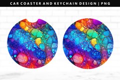 Alcohol Ink Keychain And Car Coaster Sublimation Design Product Image 1