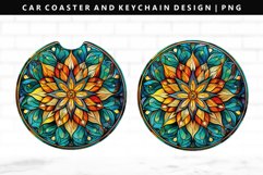 Mandala Keychain And Car Coaster Sublimation Design Product Image 1