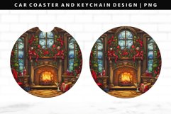 Fireplace Keychain And Car Coaster Sublimation Design Product Image 1