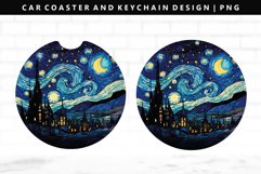 Starry Night Keychain And Car Coaster Sublimation Design Product Image 1