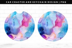 Alcohol Ink Keychain And Car Coaster Sublimation Design Product Image 1