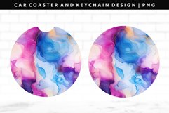 Alcohol Ink Keychain And Car Coaster Sublimation Design Product Image 1