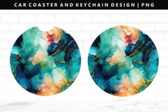 Alcohol Ink Keychain And Car Coaster Sublimation Design Product Image 1