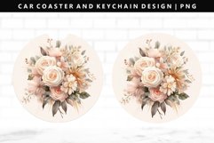Flower Keychain And Car Coaster Sublimation Design Product Image 1