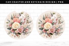 Flower Keychain And Car Coaster Sublimation Design Product Image 1