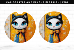 Cats Keychain And Car Coaster Sublimation Design Product Image 1