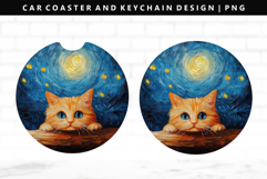 Cats Keychain And Car Coaster Sublimation Design Product Image 1