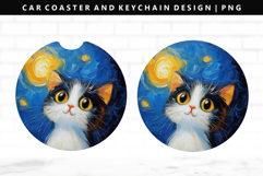 Cats Keychain And Car Coaster Sublimation Design Product Image 1