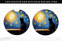 Cats Keychain And Car Coaster Sublimation Design Product Image 1