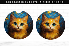 Cats Keychain And Car Coaster Sublimation Design Product Image 1