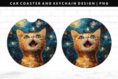 Cats Keychain And Car Coaster Sublimation Design Product Image 1