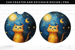 Cats Keychain And Car Coaster Sublimation Design Product Image 1