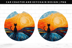 Cats Keychain And Car Coaster Sublimation Design Product Image 1