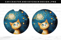 Cats Keychain And Car Coaster Sublimation Design Product Image 1