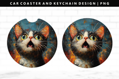 Cats Keychain And Car Coaster Sublimation Design Product Image 1