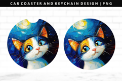 Cats Keychain And Car Coaster Sublimation Design Product Image 1