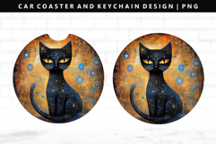 Cats Keychain And Car Coaster Sublimation Design Product Image 1