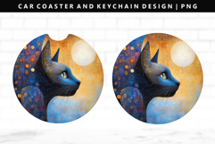 Cats Keychain And Car Coaster Sublimation Design Product Image 1