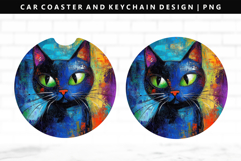 Cats Keychain And Car Coaster Sublimation Design Product Image 1