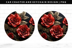 Flower Keychain And Car Coaster Sublimation Design Product Image 1