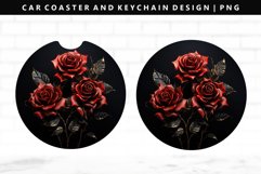 Flower Keychain And Car Coaster Sublimation Design Product Image 1