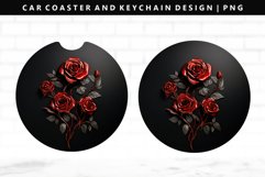 Flower Keychain And Car Coaster Sublimation Design Product Image 1