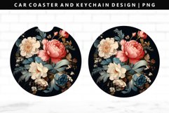Flower Keychain And Car Coaster Sublimation Design Product Image 1