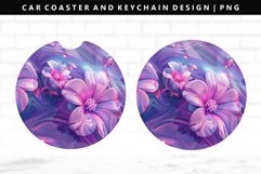 Flower Keychain And Car Coaster Sublimation Design Product Image 1