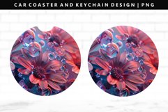 Flower Keychain And Car Coaster Sublimation Design Product Image 1