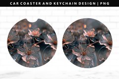 Flower Keychain And Car Coaster Sublimation Design Product Image 1