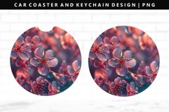 Flower Keychain And Car Coaster Sublimation Design Product Image 1