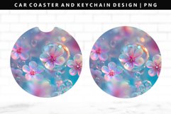 Flower Keychain And Car Coaster Sublimation Design Product Image 1
