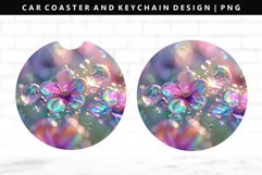 Flower Keychain And Car Coaster Sublimation Design Product Image 1