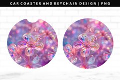 Flower Keychain And Car Coaster Sublimation Design Product Image 1