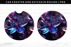 Flower Keychain And Car Coaster Sublimation Design Product Image 1