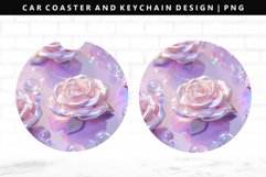 Flower Keychain And Car Coaster Sublimation Design Product Image 1