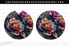 Flower Keychain And Car Coaster Sublimation Design Product Image 1