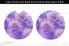 Flower Keychain And Car Coaster Sublimation Design Product Image 1
