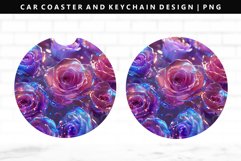 Flower Keychain And Car Coaster Sublimation Design Product Image 1