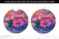 Flower Keychain And Car Coaster Sublimation Design Product Image 1