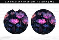 Flower Keychain And Car Coaster Sublimation Design Product Image 1