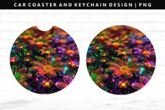 Flower Keychain And Car Coaster Sublimation Design Product Image 1