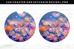 Flower Keychain And Car Coaster Sublimation Design Product Image 1