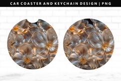 Flower Keychain And Car Coaster Sublimation Design Product Image 1