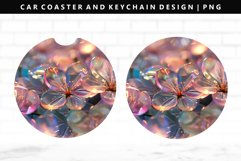 Flower Keychain And Car Coaster Sublimation Design Product Image 1