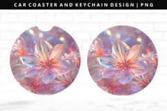 Flower Keychain And Car Coaster Sublimation Design Product Image 1